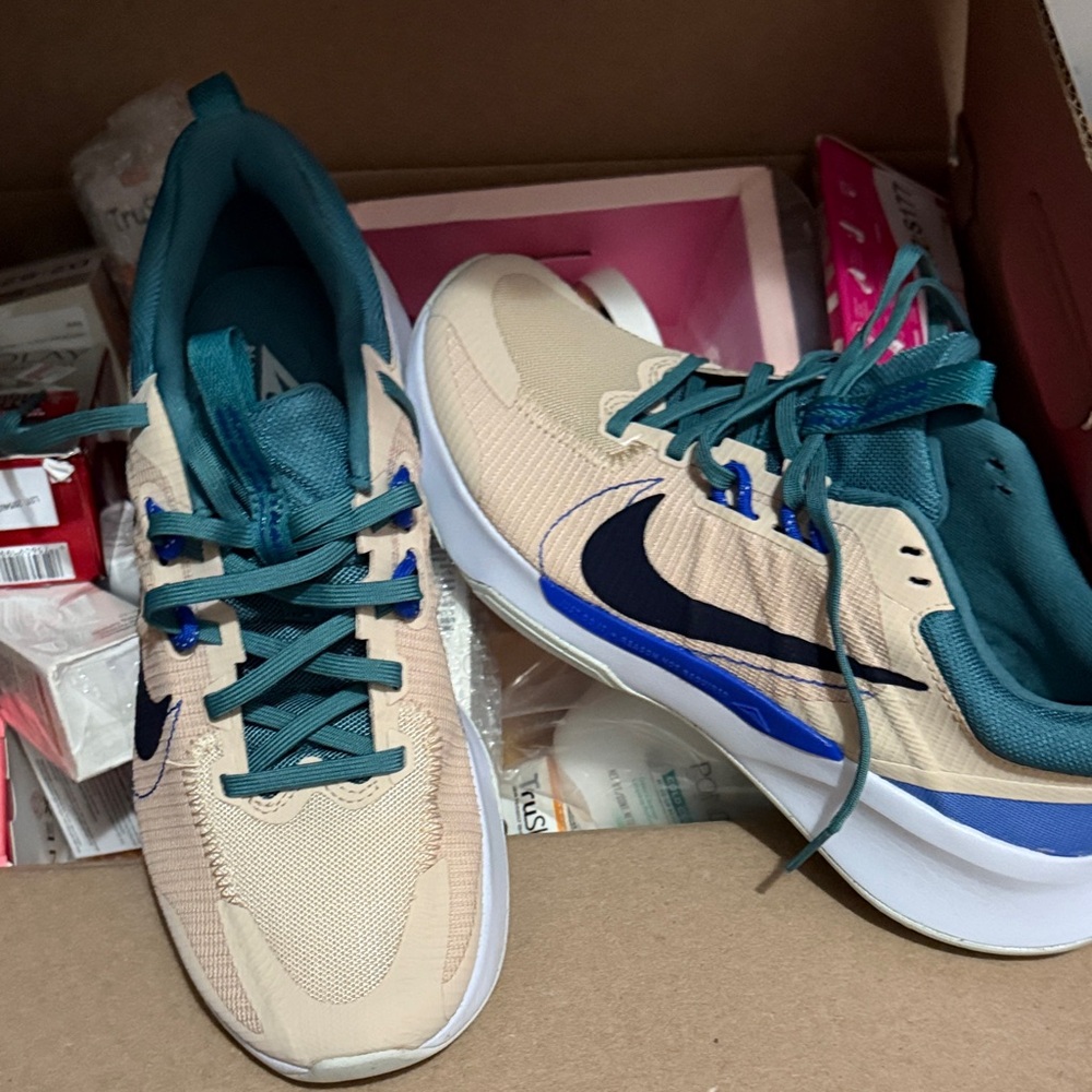 Nike Tan and Teal Athletic Shoes
